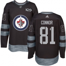 Men's Adidas Winnipeg Jets #81 Kyle Connor Authentic Black 1917-2017 100th Anniversary NHL Jersey