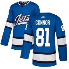 Men's Adidas Winnipeg Jets #81 Kyle Connor Authentic Blue Alternate NHL Jersey