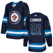 Men's Adidas Winnipeg Jets #81 Kyle Connor Authentic Navy Blue Drift Fashion NHL Jersey