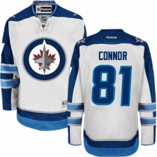 Men's Reebok Winnipeg Jets #81 Kyle Connor Authentic White Away NHL Jersey