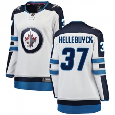 Women's Winnipeg Jets #37 Connor Hellebuyck Fanatics Branded White Away Breakaway NHL Jersey