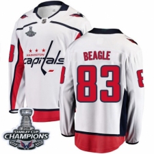 Youth Washington Capitals #83 Jay Beagle Fanatics Branded White Away Breakaway 2018 Stanley Cup Final Champions NHL Jersey