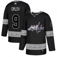Men's Adidas Washington Capitals #9 Dmitry Orlov Authentic Black Team Logo Fashion NHL Jersey