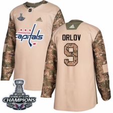 Men's Adidas Washington Capitals #9 Dmitry Orlov Authentic Camo Veterans Day Practice 2018 Stanley Cup Final Champions NHL Jersey