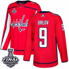 Men's Adidas Washington Capitals #9 Dmitry Orlov Premier Red Home 2018 Stanley Cup Final NHL Jersey