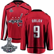Men's Washington Capitals #9 Dmitry Orlov Fanatics Branded Red Home Breakaway 2018 Stanley Cup Final Champions NHL Jersey