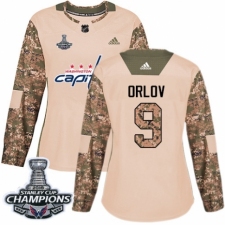 Women's Adidas Washington Capitals #9 Dmitry Orlov Authentic Camo Veterans Day Practice 2018 Stanley Cup Final Champions NHL Jersey