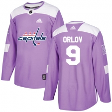 Youth Adidas Washington Capitals #9 Dmitry Orlov Authentic Purple Fights Cancer Practice NHL Jersey