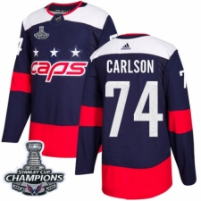 Men's Adidas Washington Capitals #74 John Carlson Authentic Navy Blue 2018 Stadium Series 2018 Stanley Cup Final Champions NHL Jersey