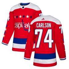 Men's Adidas Washington Capitals #74 John Carlson Authentic Red Alternate NHL Jersey