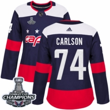 Women's Adidas Washington Capitals #74 John Carlson Authentic Navy Blue 2018 Stadium Series 2018 Stanley Cup Final Champions NHL Jersey