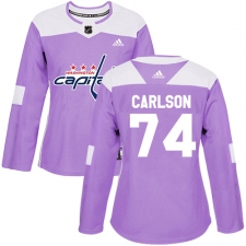 Women's Adidas Washington Capitals #74 John Carlson Authentic Purple Fights Cancer Practice NHL Jersey