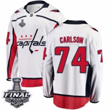 Youth Washington Capitals #74 John Carlson Fanatics Branded White Away Breakaway 2018 Stanley Cup Final NHL Jersey