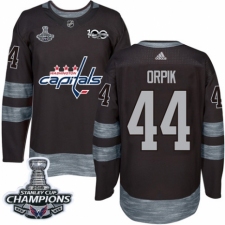 Men's Adidas Washington Capitals #44 Brooks Orpik Authentic Black 1917-2017 100th Anniversary 2018 Stanley Cup Final Champions NHL Jersey