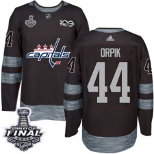 Men's Adidas Washington Capitals #44 Brooks Orpik Authentic Black 1917-2017 100th Anniversary 2018 Stanley Cup Final NHL Jersey