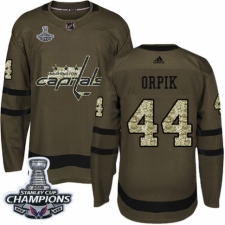 Men's Adidas Washington Capitals #44 Brooks Orpik Authentic Green Salute to Service 2018 Stanley Cup Final Champions NHL Jersey