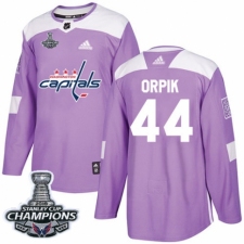 Men's Adidas Washington Capitals #44 Brooks Orpik Authentic Purple Fights Cancer Practice 2018 Stanley Cup Final Champions NHL Jersey