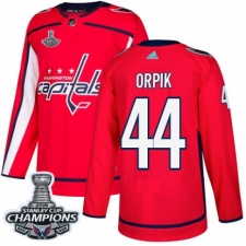 Men's Adidas Washington Capitals #44 Brooks Orpik Authentic Red Home 2018 Stanley Cup Final Champions NHL Jersey