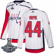 Men's Adidas Washington Capitals #44 Brooks Orpik Authentic White Away 2018 Stanley Cup Final Champions NHL Jersey