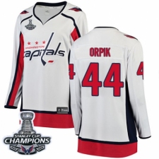 Women's Washington Capitals #44 Brooks Orpik Fanatics Branded White Away Breakaway 2018 Stanley Cup Final Champions NHL Jersey