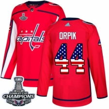 Youth Adidas Washington Capitals #44 Brooks Orpik Authentic Red USA Flag Fashion 2018 Stanley Cup Final Champions NHL Jersey