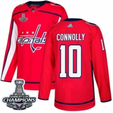 Men's Adidas Washington Capitals #10 Brett Connolly Premier Red Home 2018 Stanley Cup Final Champions NHL Jersey