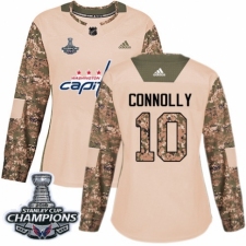 Women's Adidas Washington Capitals #10 Brett Connolly Authentic Camo Veterans Day Practice 2018 Stanley Cup Final Champions NHL Jersey