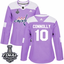 Women's Adidas Washington Capitals #10 Brett Connolly Authentic Purple Fights Cancer Practice 2018 Stanley Cup Final NHL Jersey