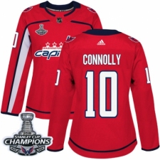 Women's Adidas Washington Capitals #10 Brett Connolly Authentic Red Home 2018 Stanley Cup Final Champions NHL Jersey