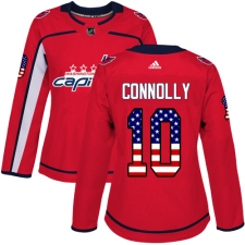 Women's Adidas Washington Capitals #10 Brett Connolly Authentic Red USA Flag Fashion NHL Jersey