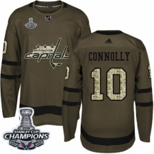 Youth Adidas Washington Capitals #10 Brett Connolly Authentic Green Salute to Service 2018 Stanley Cup Final Champions NHL Jersey