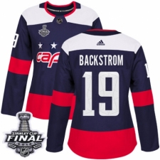 Women's Adidas Washington Capitals #19 Nicklas Backstrom Authentic Navy Blue 2018 Stadium Series 2018 Stanley Cup Final NHL Jersey