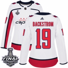 Women's Adidas Washington Capitals #19 Nicklas Backstrom Authentic White Away 2018 Stanley Cup Final NHL Jersey