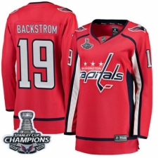 Women's Washington Capitals #19 Nicklas Backstrom Fanatics Branded Red Home Breakaway 2018 Stanley Cup Final Champions NHL Jersey