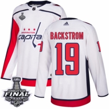 Youth Adidas Washington Capitals #19 Nicklas Backstrom Authentic White Away 2018 Stanley Cup Final NHL Jersey