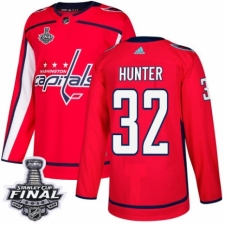 Men's Adidas Washington Capitals #32 Dale Hunter Authentic Red Home 2018 Stanley Cup Final NHL Jersey