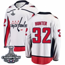 Men's Washington Capitals #32 Dale Hunter Fanatics Branded White Away Breakaway 2018 Stanley Cup Final Champions NHL Jersey