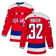 Youth Adidas Washington Capitals #32 Dale Hunter Authentic Red Alternate NHL Jersey