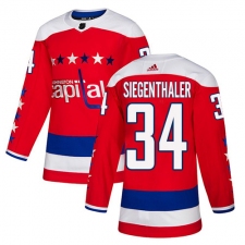 Men's Adidas Washington Capitals #34 Jonas Siegenthaler Authentic Red Alternate NHL Jersey
