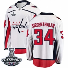 Men's Washington Capitals #34 Jonas Siegenthaler Fanatics Branded White Away Breakaway 2018 Stanley Cup Final Champions NHL Jersey