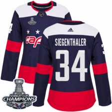 Women's Adidas Washington Capitals #34 Jonas Siegenthaler Authentic Navy Blue 2018 Stadium Series 2018 Stanley Cup Final Champions NHL Jersey
