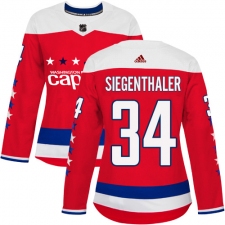 Women's Adidas Washington Capitals #34 Jonas Siegenthaler Authentic Red Alternate NHL Jersey