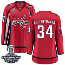 Women's Washington Capitals #34 Jonas Siegenthaler Fanatics Branded Red Home Breakaway 2018 Stanley Cup Final Champions NHL Jersey