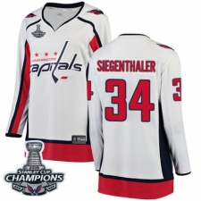 Women's Washington Capitals #34 Jonas Siegenthaler Fanatics Branded White Away Breakaway 2018 Stanley Cup Final Champions NHL Jersey