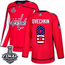 Men's Adidas Washington Capitals #8 Alex Ovechkin Authentic Red USA Flag Fashion 2018 Stanley Cup Final NHL Jersey