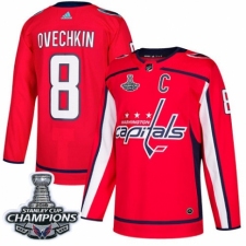 Men's Adidas Washington Capitals #8 Alex Ovechkin Premier Red Home 2018 Stanley Cup Final Champions NHL Jersey