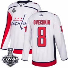 Youth Adidas Washington Capitals #8 Alex Ovechkin Authentic White Away 2018 Stanley Cup Final NHL Jersey