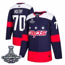 Men's Adidas Washington Capitals #70 Braden Holtby Authentic Navy Blue 2018 Stadium Series 2018 Stanley Cup Final Champions NHL Jersey