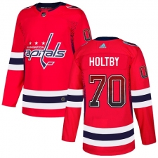 Men's Adidas Washington Capitals #70 Braden Holtby Authentic Red Drift Fashion NHL Jersey