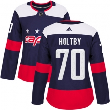 Women's Adidas Washington Capitals #70 Braden Holtby Authentic Navy Blue 2018 Stadium Series NHL Jersey